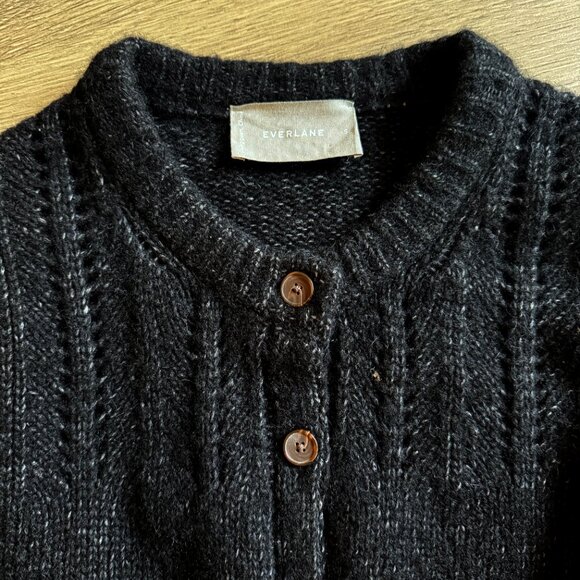 Everlane Cloud Cardigan Sweater Medium Black - Picture 2 of 3